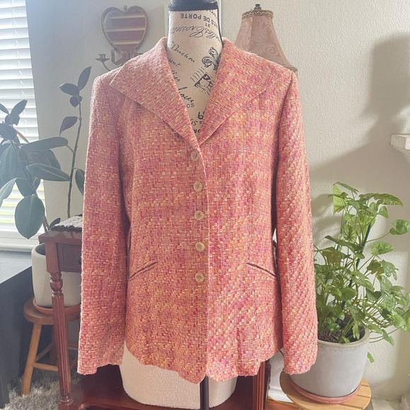 Vintage Talbots Women's Coat Size 10 Pink Silk Blend Long Sleeve preppy academia - Picture 1 of 10